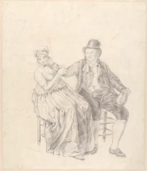 Dame et gentilhomme assis